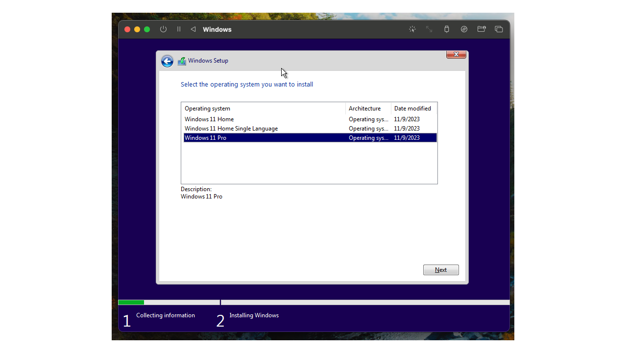 Windows ISO 설치 메뉴